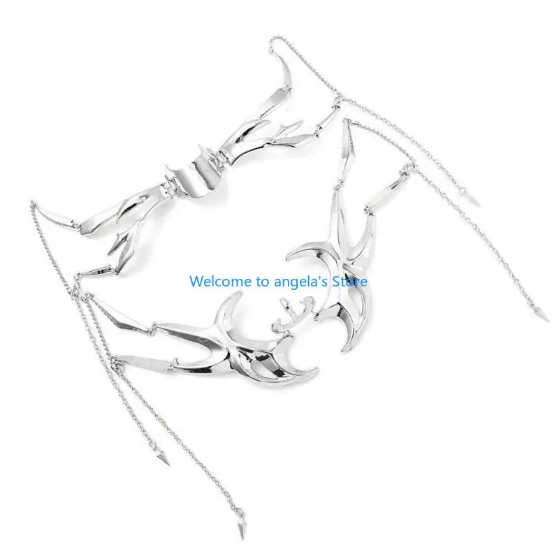 قناع حماية للذقن معدني قابل للتعديل على طراز X4YC مع سلسلة وجه لأزياء التصوير الفوتوغرافي لحفلات الهالوين قطعتين