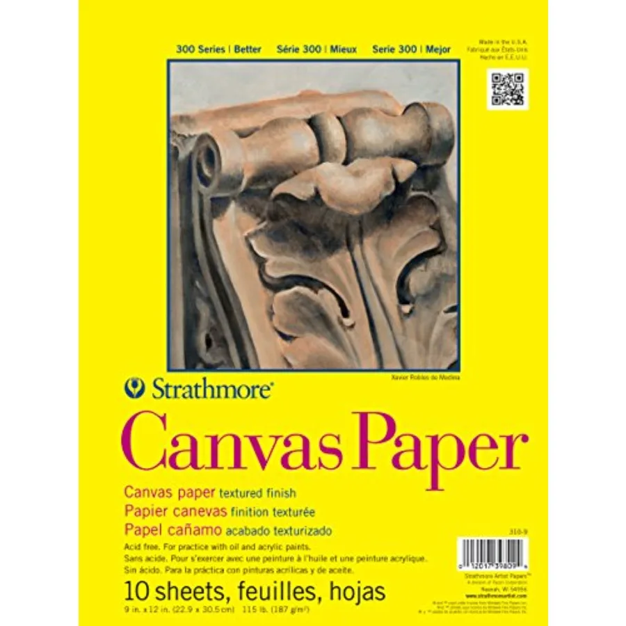 

300 Series Glue Bound Canvas, 115 lb. Canvas Texture, 9 X 12 Inch, White, 10 Sheets 310-9
