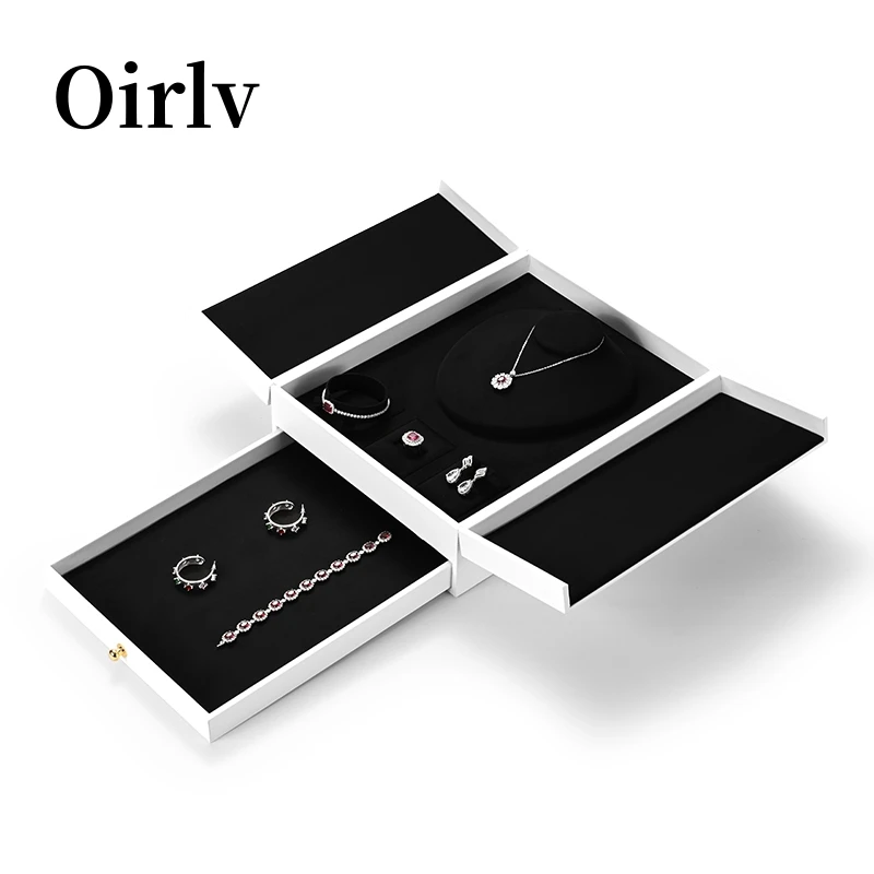 

Oirlv White Jewelry Set Box PU Leather Jewelry Set Packaging Box Ring Earring Bracelet Necklace Jewelry Set Box White Gift Box