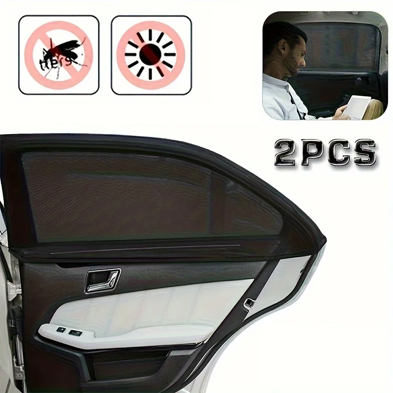 2pcs/set Car sunshade net, window privacy net, mosquito net Car Sunshade Set with Buckle – UV Protection, Heat Reduction & Enhan