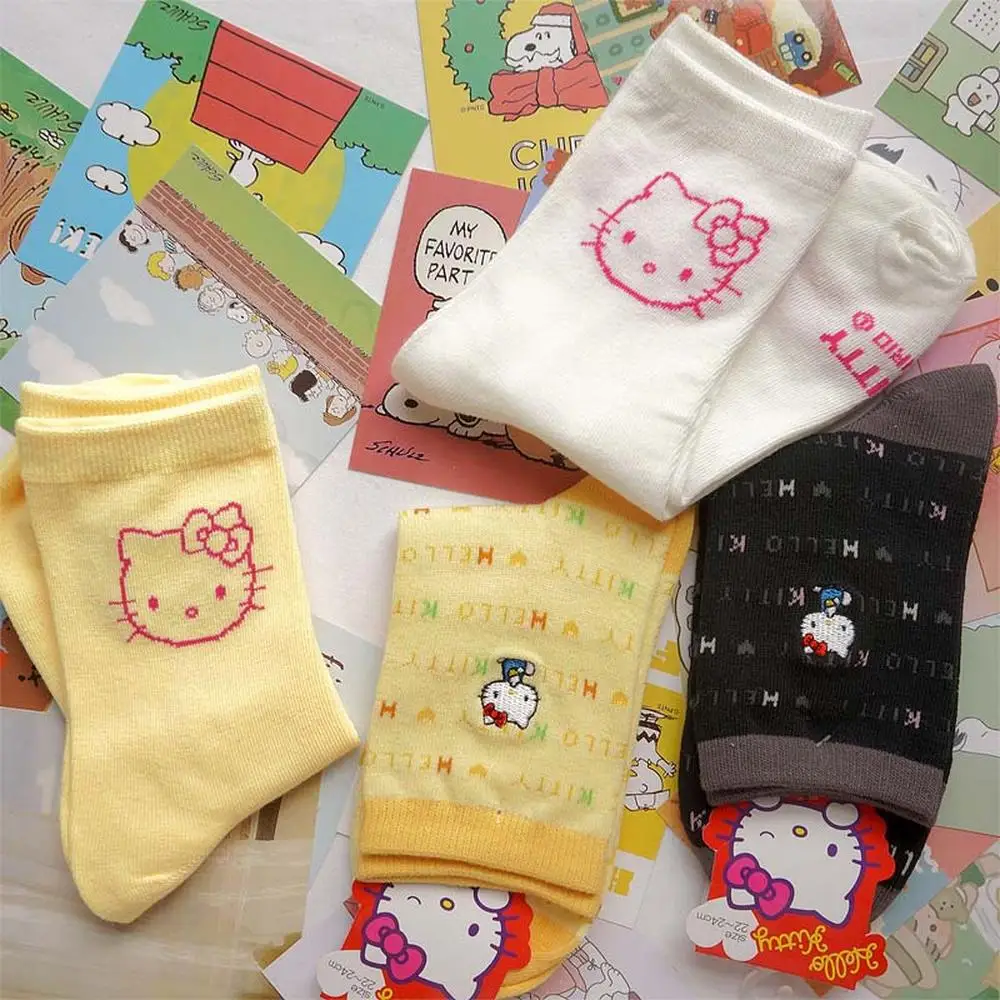 Kawaii Sanrio Hello Kitty Cotton Socks Cute Ankle Socks for Girls Soft Comfortable Schoolgirl Anime Theme Jk Fashion Lolita