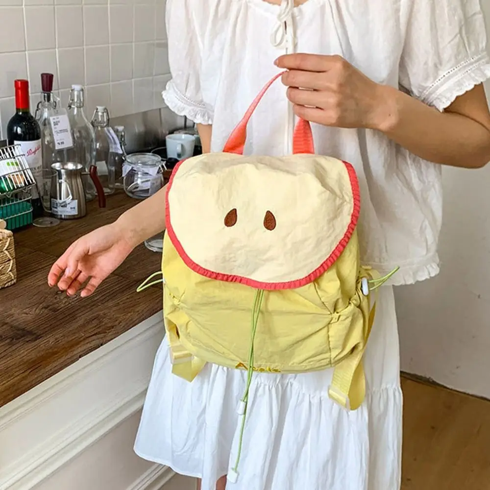 Korean Style Outdoor Drawstring Backpack Dopamine Color Travel Fruit Nylon Backpack Commute Book Bag Hiking Shoulder Bag Summer