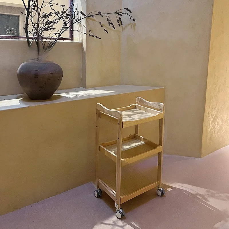 Solid wood beauty cart, club mobile tool cart, Japanese skin management center rack