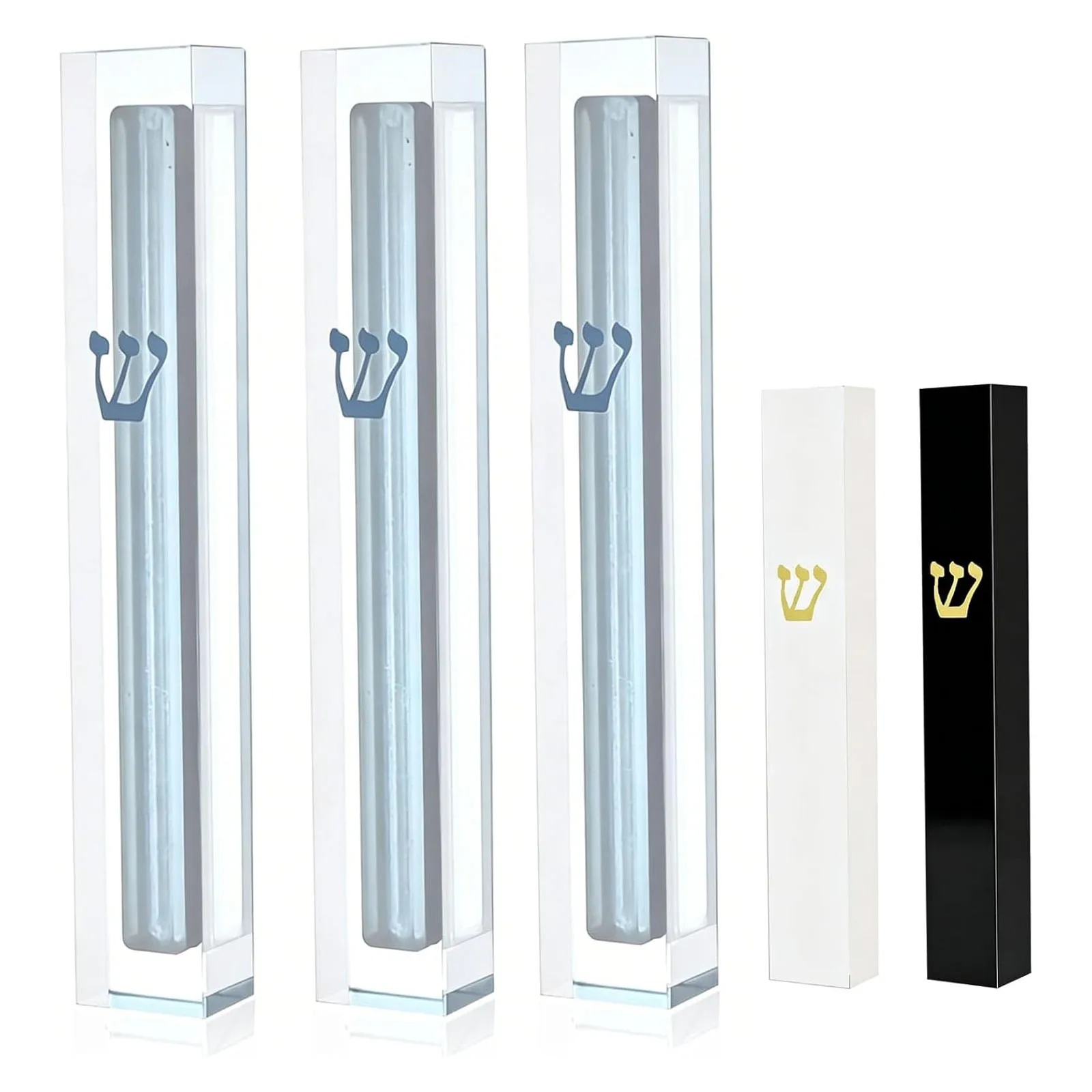 Transparent Plastic Doorpost Holy Scroll Box with Text in Silver Color. Suitable for 5.11-inch 13-centimeter doorpost scro