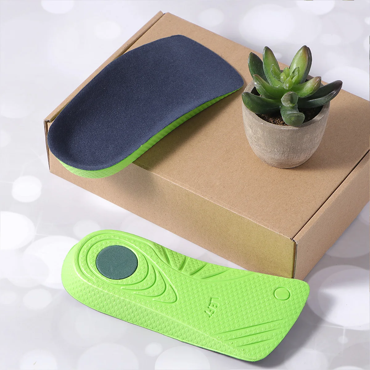

1 Pair Arch Support Insoles Shoes Pads Flat Feet Orthotic L Shape Leg Correction Design Extra Large Green For Running