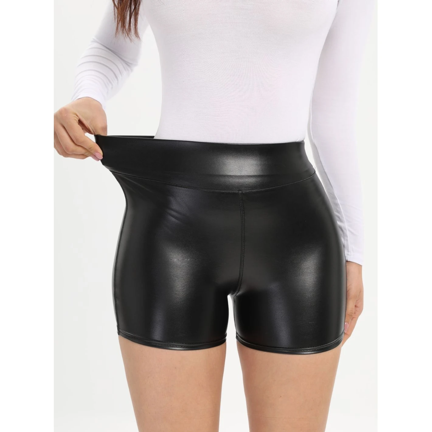 Sexy PU Leather Shorts Women's High Waist Straight Leg Sporty Casual Nightclub Shorts 815wish Best Selling Cross-Border Item — купить у AliExpress WW