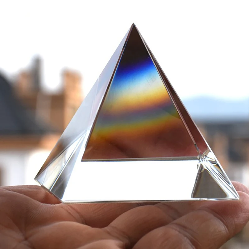 Prism Optical Glass Crystal Pyramid 4/5/6/7/8cm Side Length Rectangular Pyramid Polyhedral Popularization of Science Studying