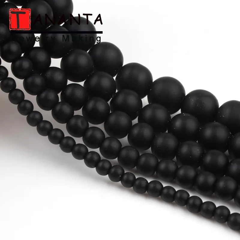 Matte Natural Black Agates Onyx Round Loose Stone Beads For Jewelry Making DIY Charm Bracelet Necklace 4 6 8 10 12mm 15 inch image 5