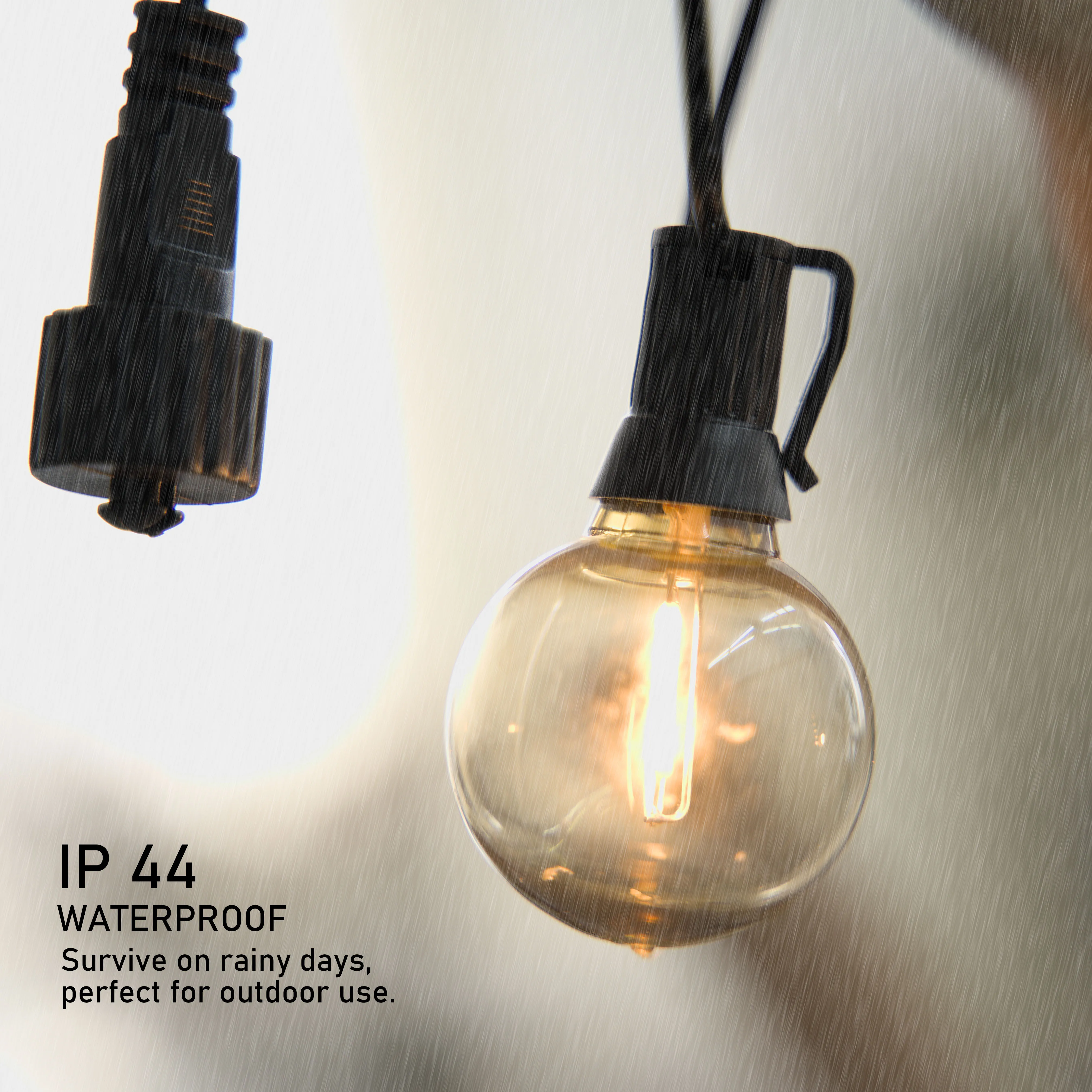 سلسلة أضواء LED شفافة باللون البني G40 تعمل بالطاقة الشمسية ومقاومة للماء، مثالية للحديقة والزفاف وديكور مهرجان العطلات #5