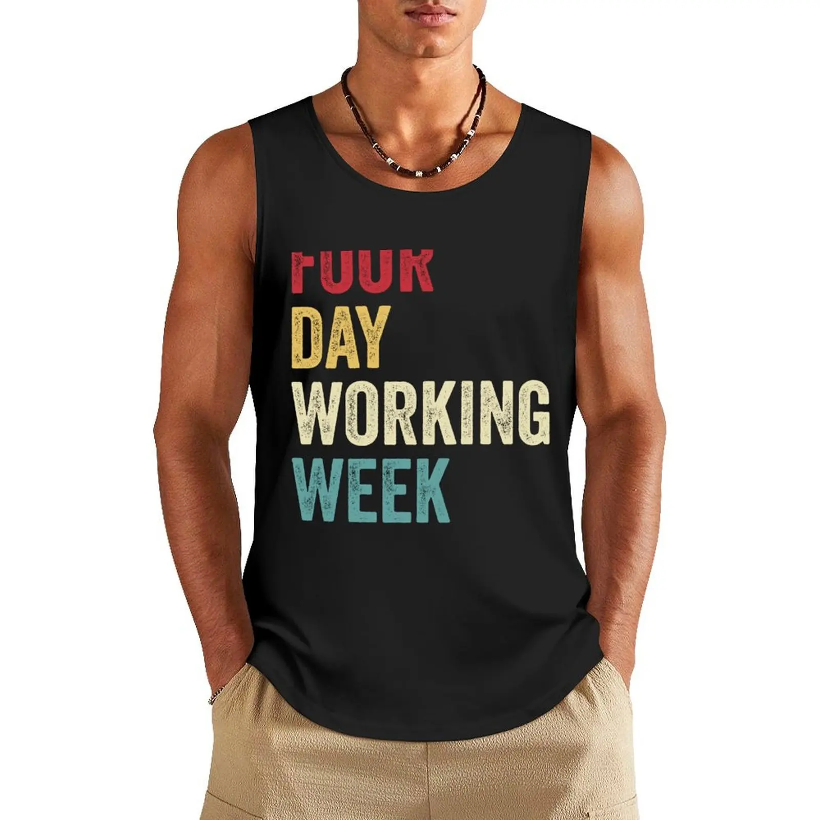 Four-day Working Week Motivational Quote Tank Top Gym wear Vest for boy Men gym sportswear