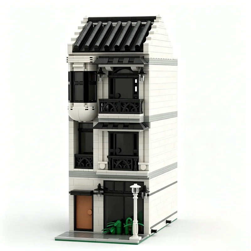 2136Pcs Indochine Townhouse Custom Building Blocks Colonial Style Townhouse Scene Model Educational Assembly Toy For Collectors