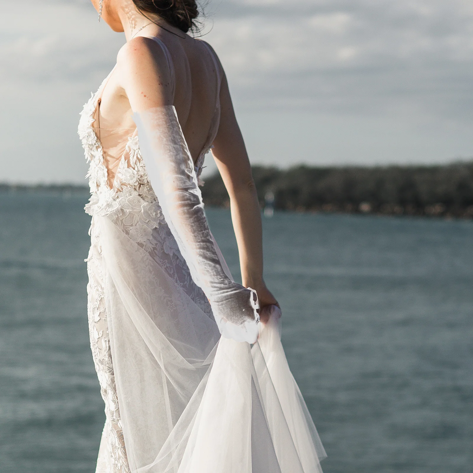 1 par de luvas ultra longas e transparentes, véu de malha respirável, leve e elegante para noiva, festa de casamento, mulheres formais
