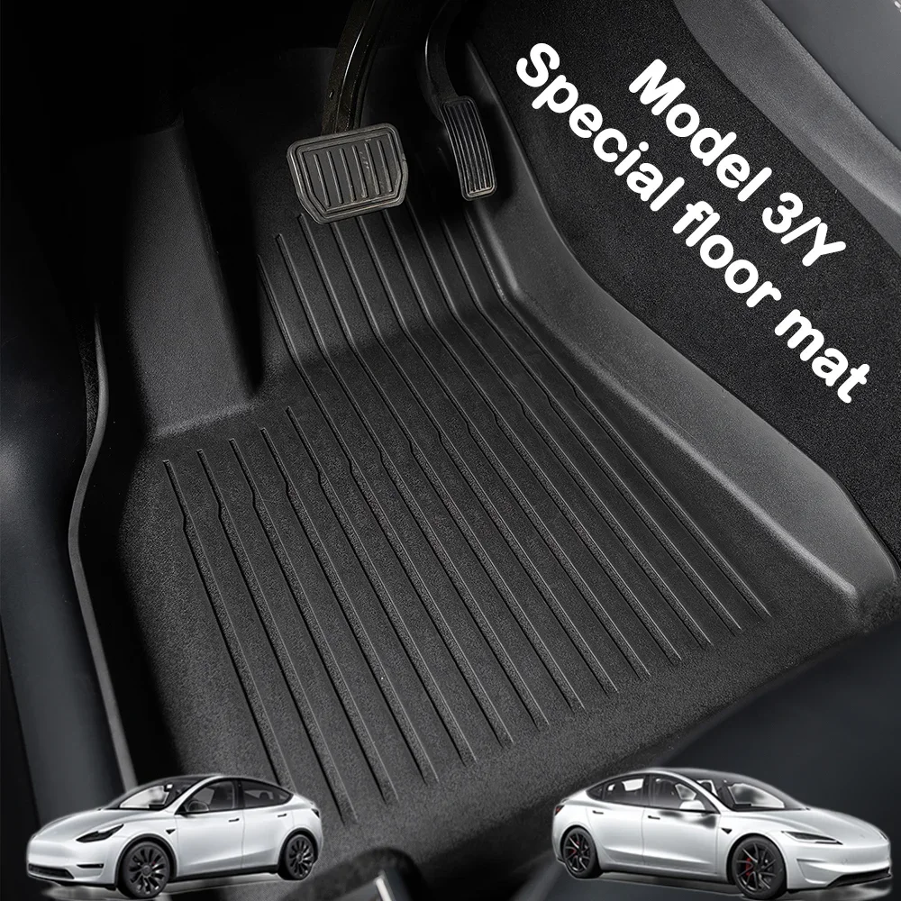 

Для Tesla Model Y 2021-2024 и Model 3 Highland, комплект водонепроницаемых противоскользящих ковриков для пола и багажника из ТПЭ