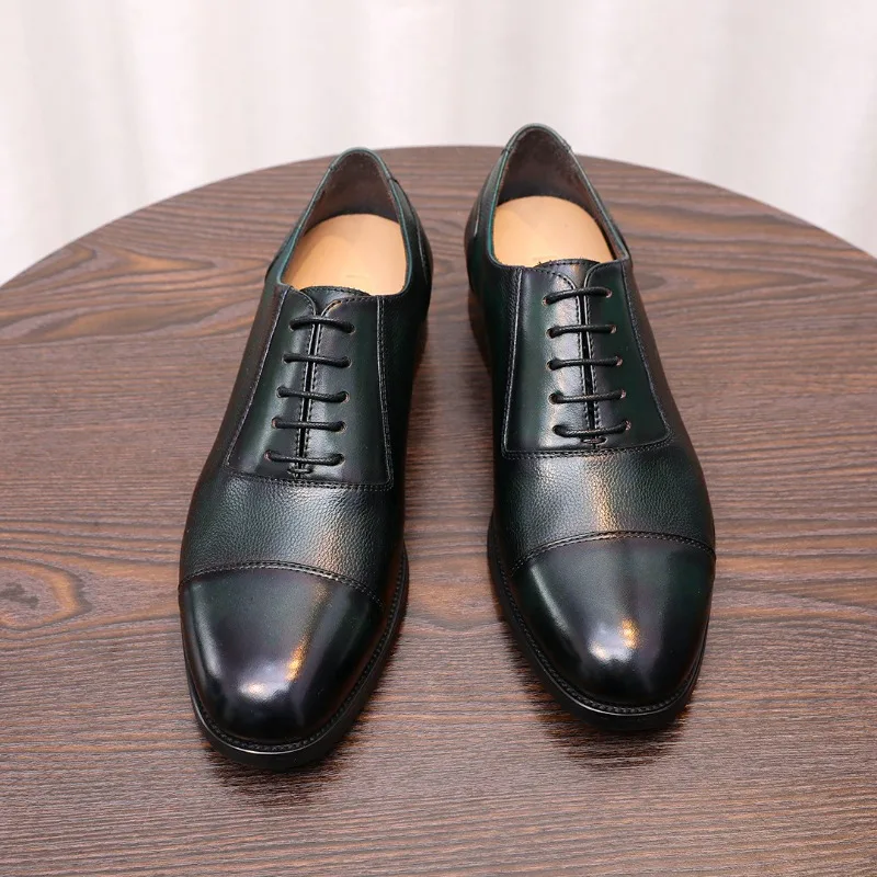 Elegant Mens Genuine Leather Dress Shoes Luxury Handmade 2026 Autumn British Style Fashion Wedding Social Party Shoes Male