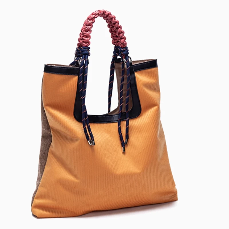 

Модная фланелевая сумка-тоут в японском стиле, большая вместительная сумка на одно плечо из шерстяной ткани с лоскутной дорожной сумкой