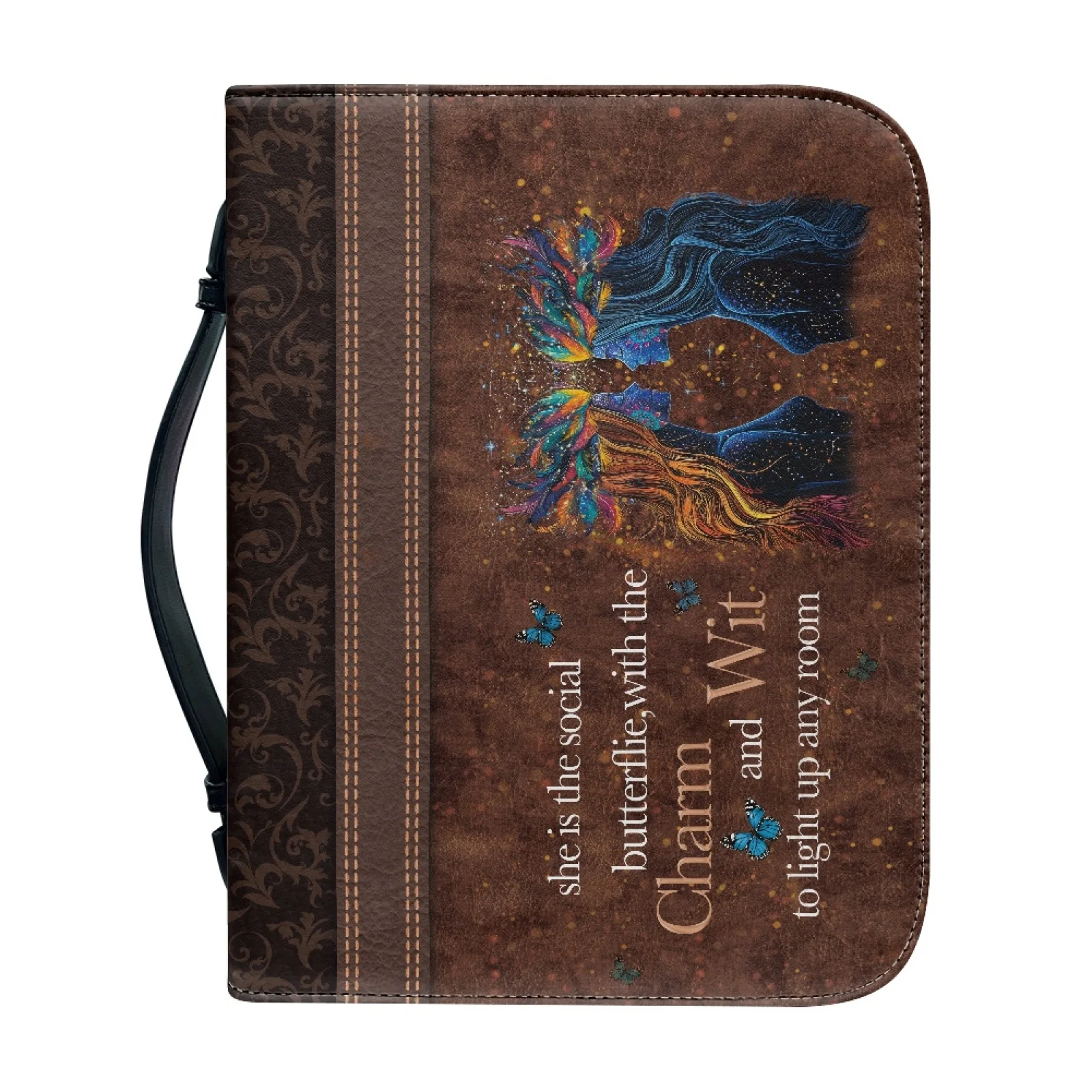 XIXIRIMIDO Butterfly Women Print 2026 Collection Bible Cover PU Leather Portable Bible Bag for Men