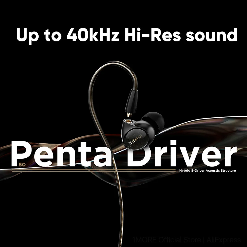 Imagem -03 - Penta Driver Hi-res Áudio Fones de Ouvido Planar Diagphram Dlc Dinâmico Mmcx Conector Fio Prata Ofc para Lossless 1more