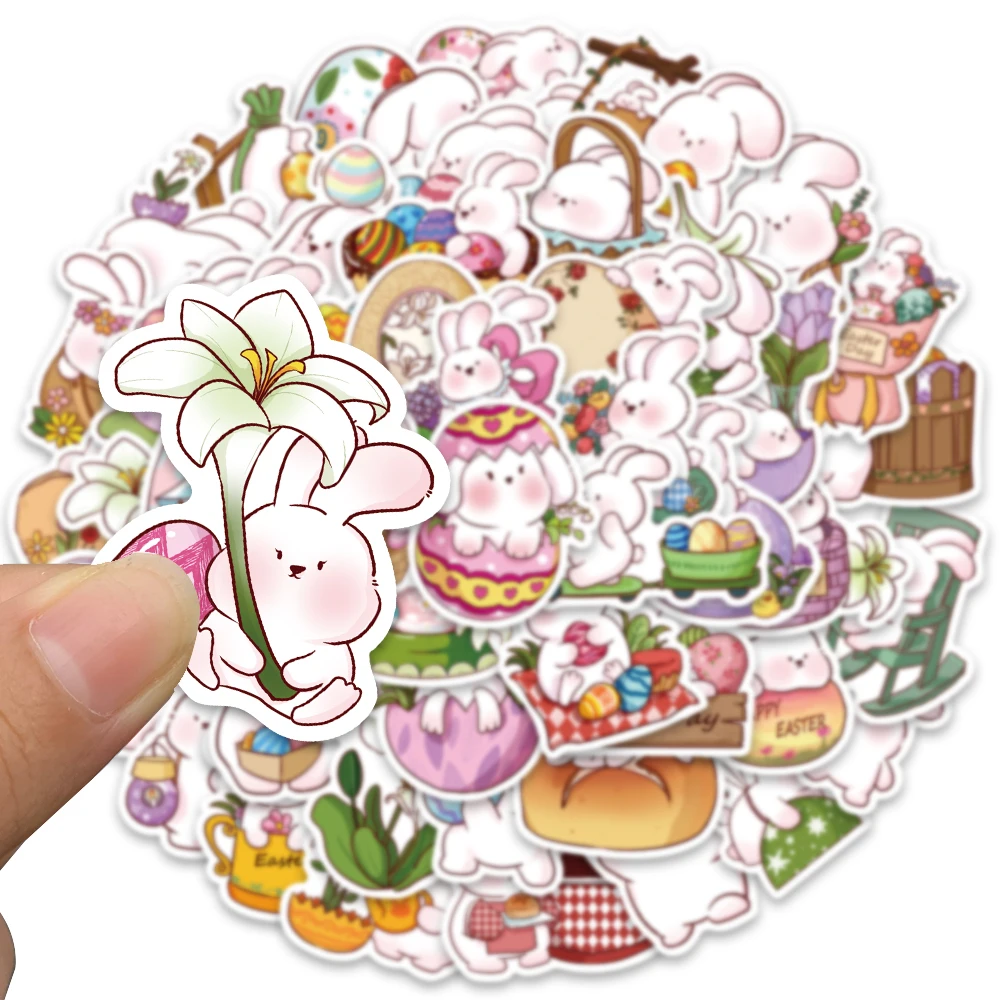 50pcs Cute Easter Egg Rabbit Bunny Cartoon Sticker Car Laptop Luggage Graffiti Decal Motorcycle Stickers Gift Kid Toys