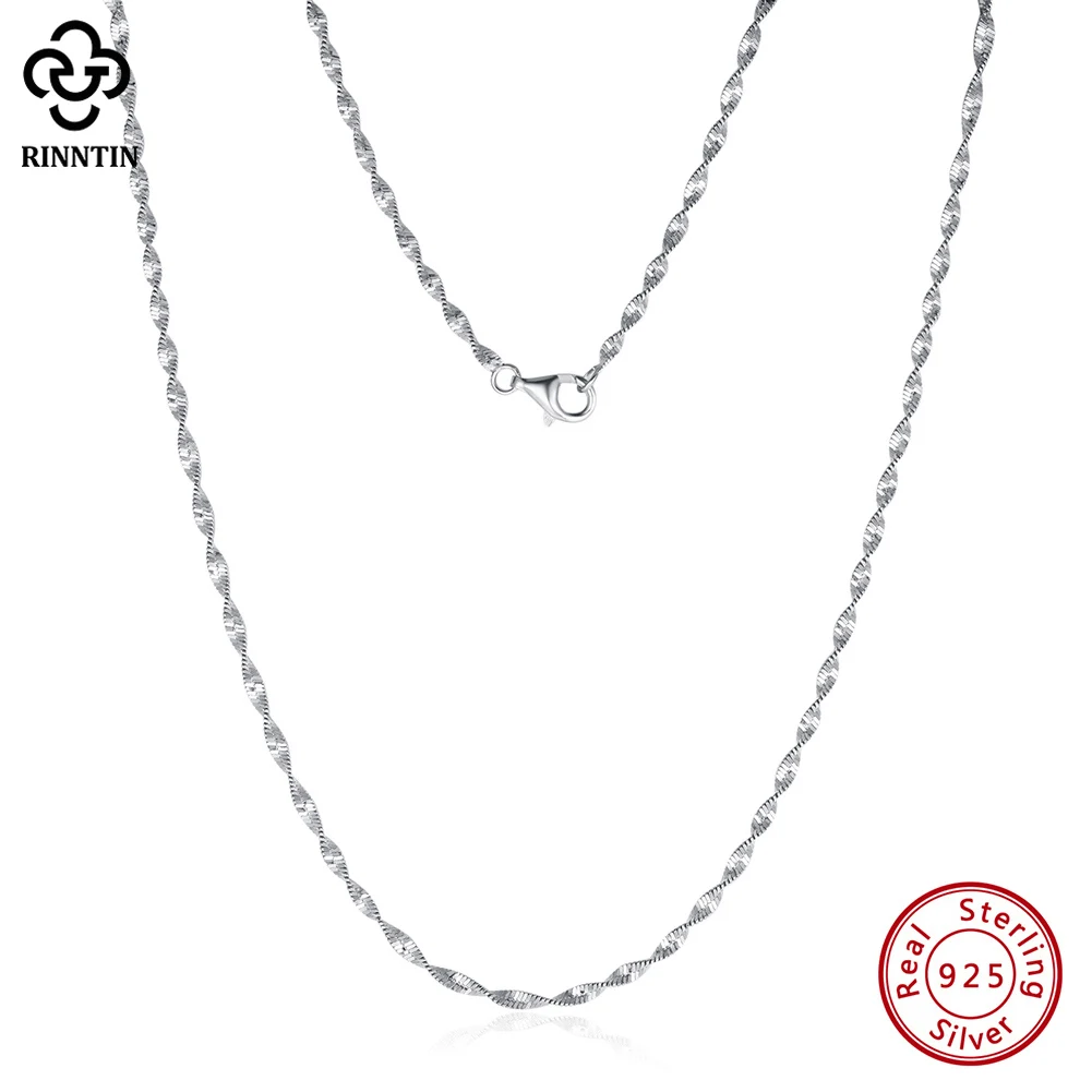 

Rinntin 925 Sterling Silver Italian 2.0mm Double Layer Water Wave Chain Necklace for Women Vintage Silver Dainty Jewelry SC75