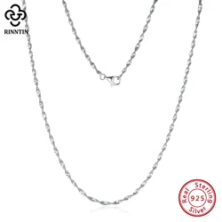 Rinntin 925 Sterling Silver Italian 2.0mm Double Layer Water Wave Chain Necklace for Women Vintage Silver Dainty Jewelry SC75