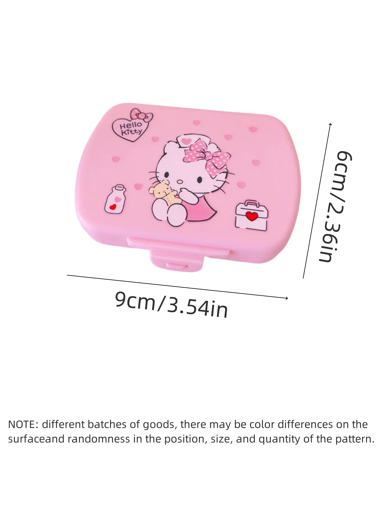 1pc Kawaii Pill Storage Box With Cinnamoroll Hello Kitty My Melody Kuromi  Patterns Lightweight Square Plastic Medicine Storage