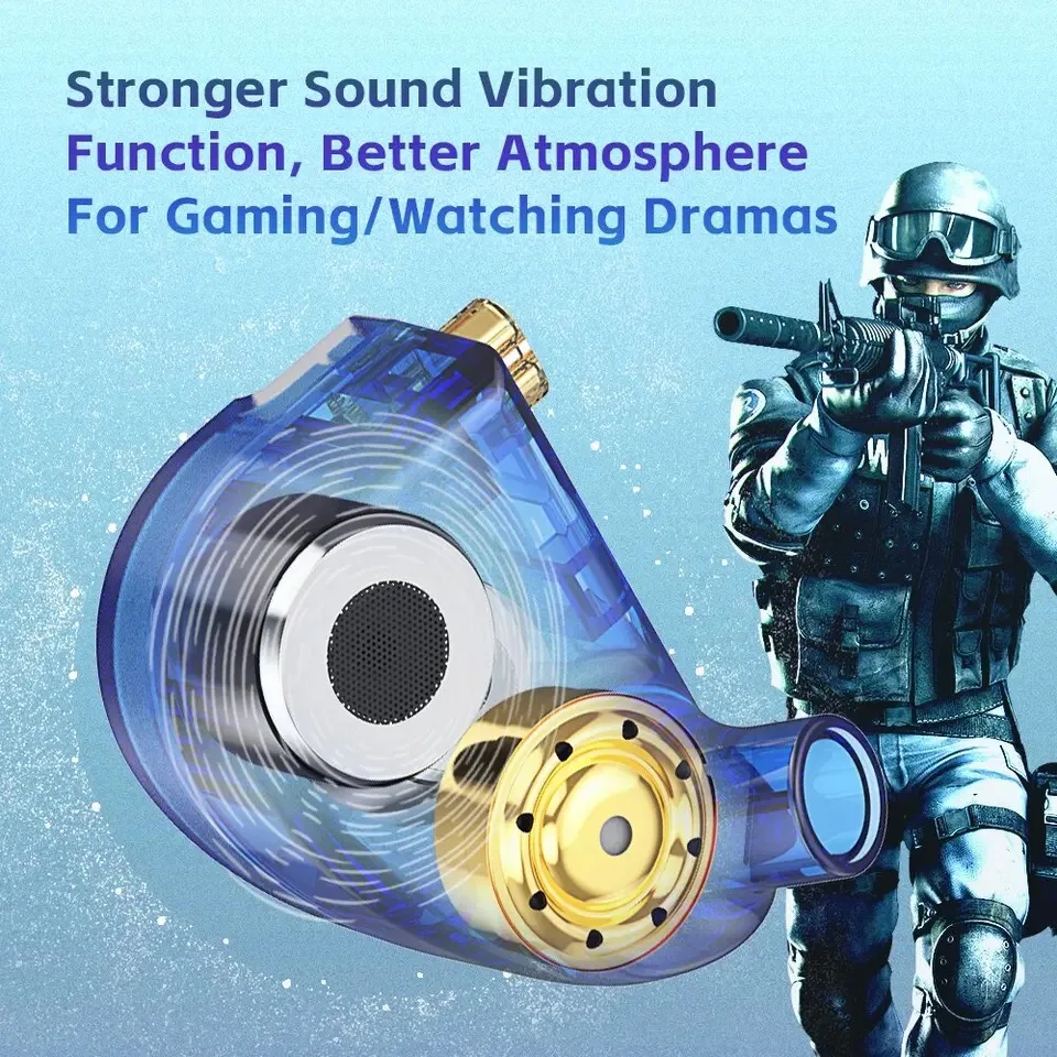 CVJ-Luki سماعة رأس للألعاب مزدوجة الهزازة داخل الأذن ، اهتزاز احترافي ، 10: HD ديناميكية مع ميكروفون