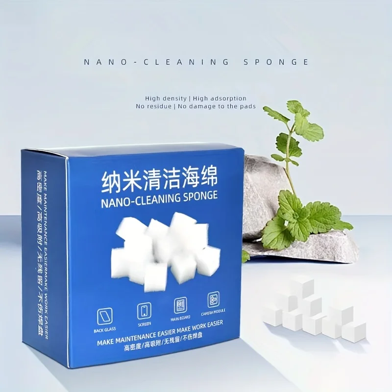 500Pcs Nano Cleaning Sponge Blocks, High Density Lint-Free Melamine Foam Eraser, Strong Adsorption Phone Repair Tool for Screen