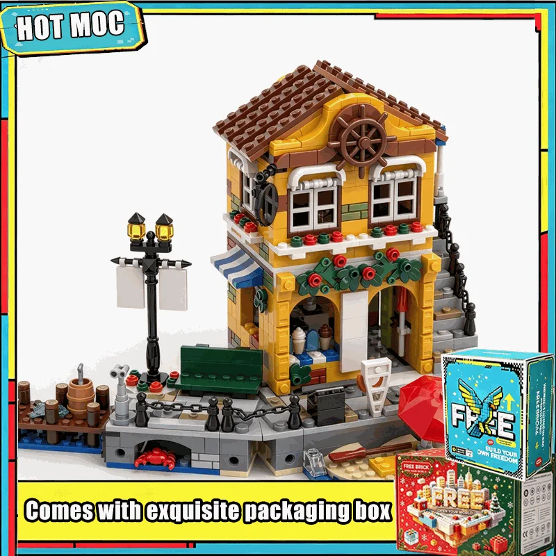 665 PCS Construction Fat Crab Resto Riviera Extension MOC Customize Modular Building Block Kids Popular DIY Assembly Toy Gift