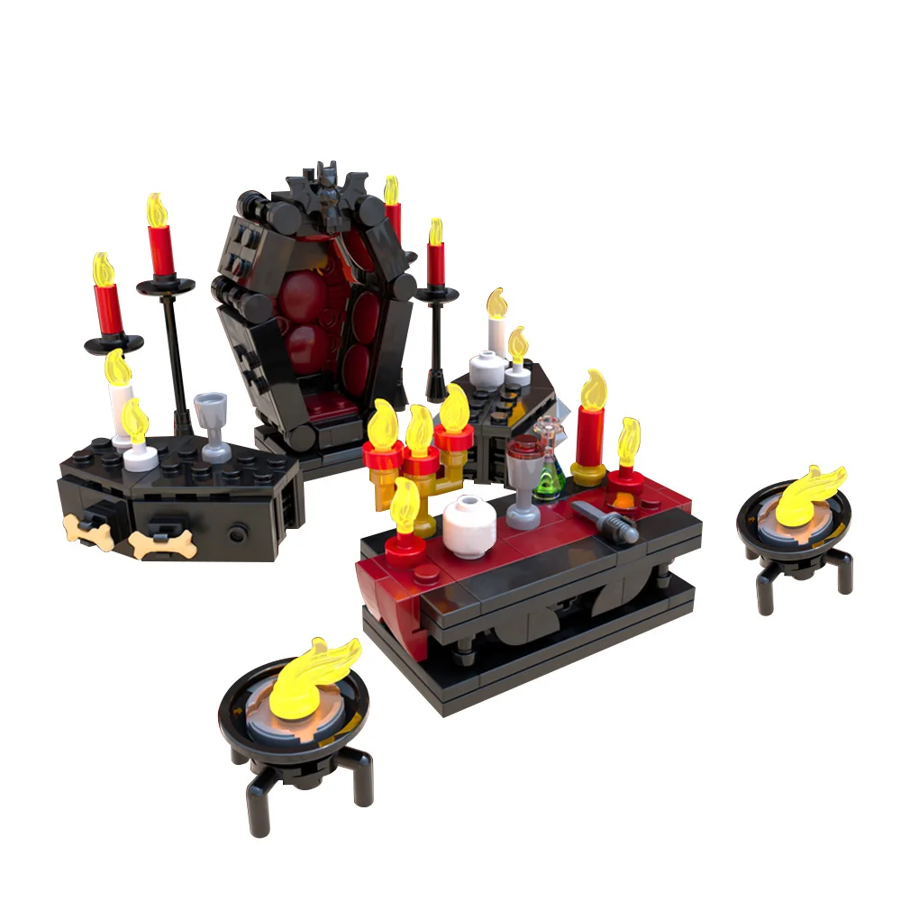 MOC 공포 영화 Vampireeds 가구 전체 팩 빌딩 블록 모델 할로윈 중세 Throness 벽돌 조립 장난감 어린이 선물