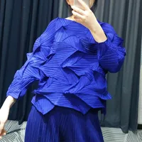 Miyake Pleated T-shirt Casual Fold Top 2025 Summer New Round Neck T-shirt Irregular Large Size Loose Women's Pleat Clothing - Image 4