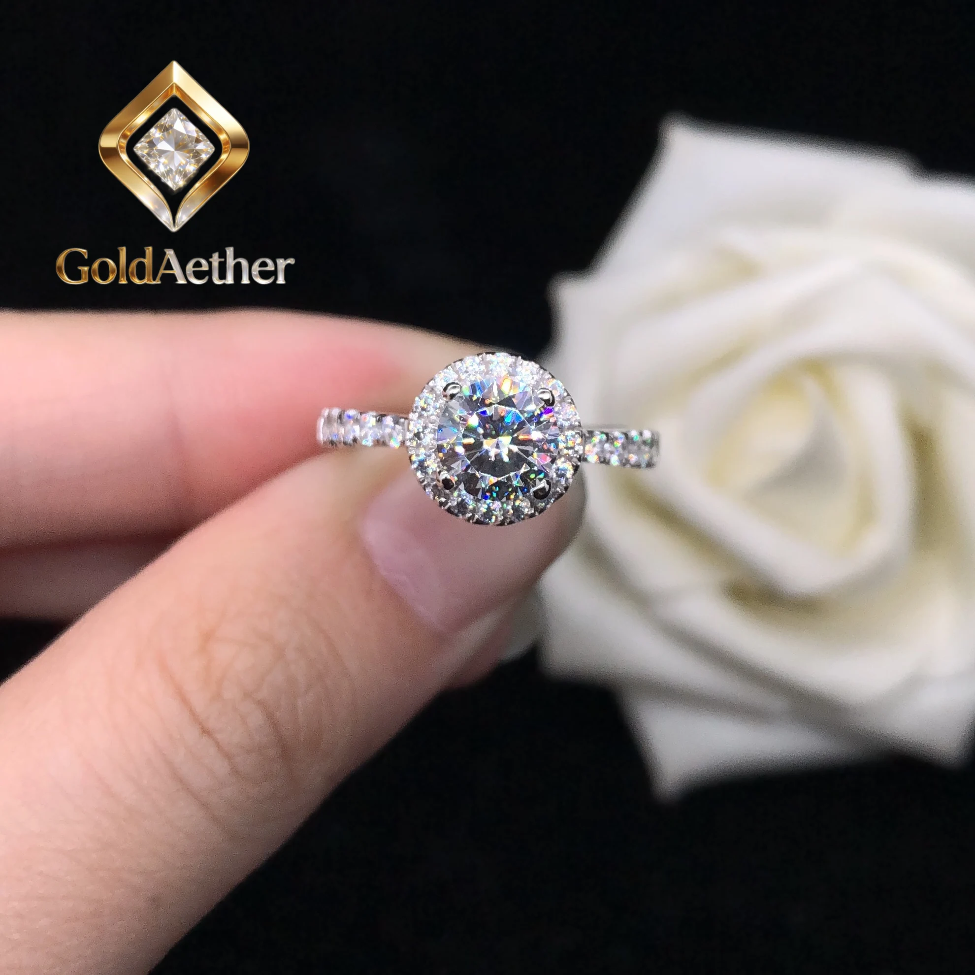 

Кольцо GoldNouveau с муассанитом D 0.5, 1, 1.5 карата (5.0, 6.5, 7.5 мм), платина 950 пробы, микроинкрустация, для помолвки и предложения руки и сердца, женское ювелирное украшение