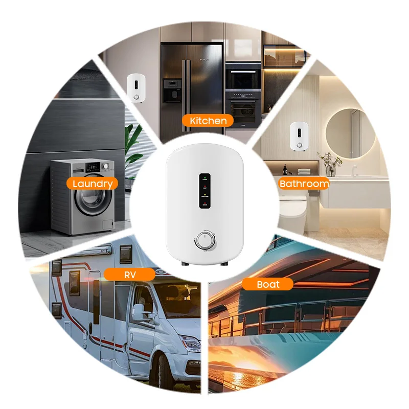Mini geyser termostático instantâneo elétrico, 5500w, plástico, sem tanque, aquecedor de água quente para cozinha, rv, uso doméstico ao ar livre