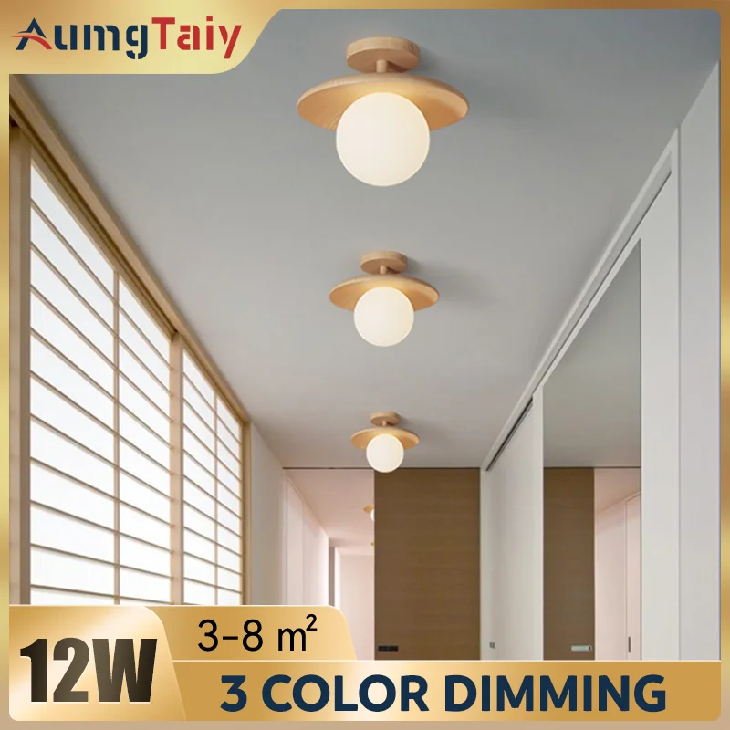 

Nordic Ceiling Lamp Wooden Round Ceiling Light for Cloakroom Bedroom Balcony Corridor Entryway Aisle Room Decor Fixture