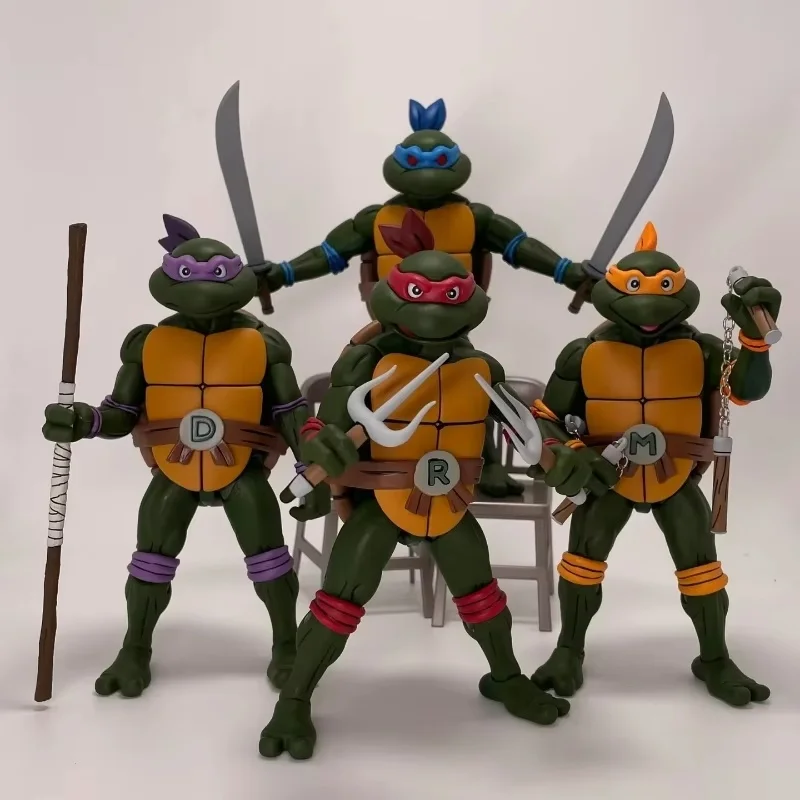 New Original 4pcs/Set Neca Turtles Figures Pizza Club Turtles Anime Action Figure Model Figurine Toys Bookshelf Ornament