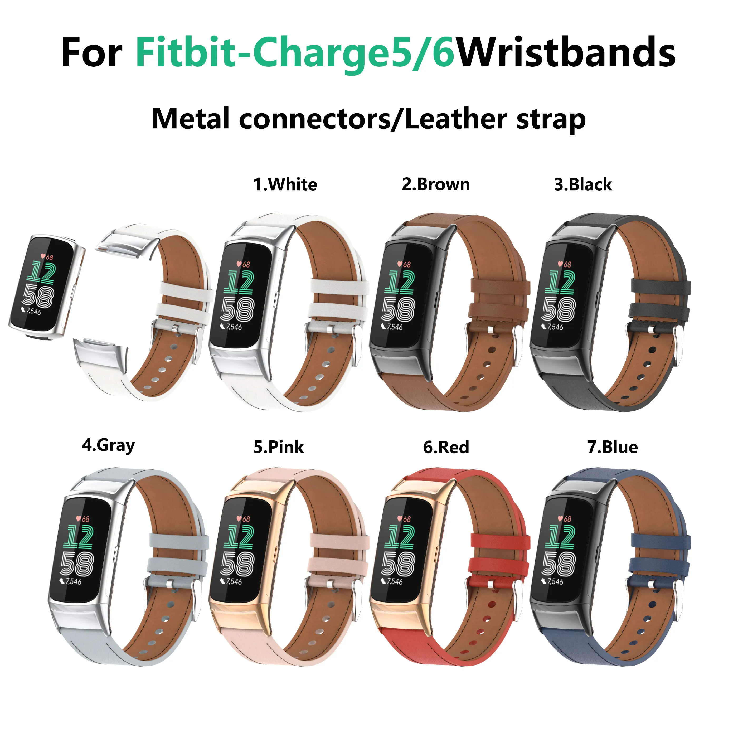 Fit Fitbit-Charge5/6 wristband, ultra-fiber leather wristband metal connector smart sports leather wristband