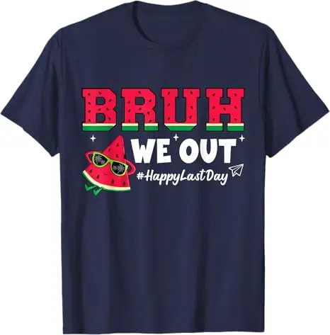 Lustiges Wassermelonen-T-Shirt „Bruh We Out Happy Last Day Teacher Student“ – Sommermode, Urlaubskleidung, Y2K Streetwear, Ferien-T-Shirt – Detail 6