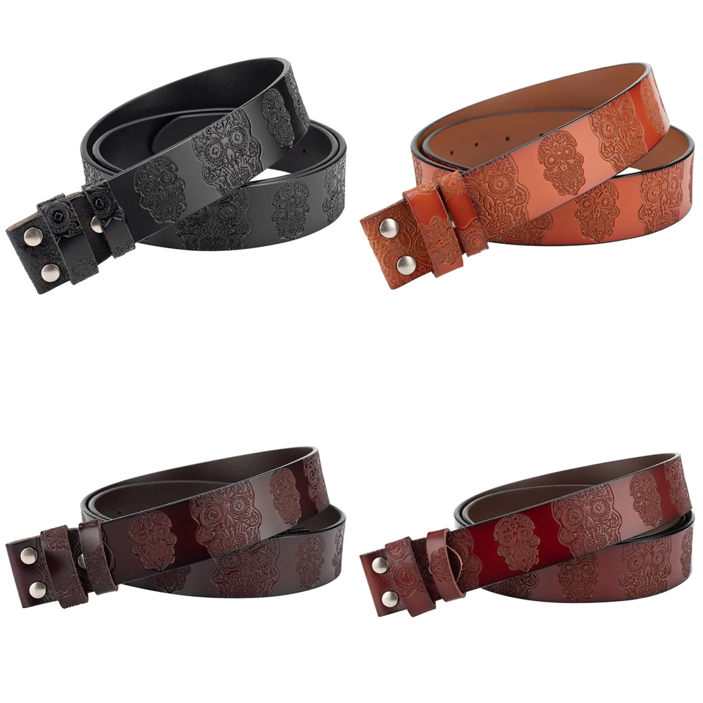 Skull Leather Embossed Belt Claw Alloy Buckle Fashion Retro Personality