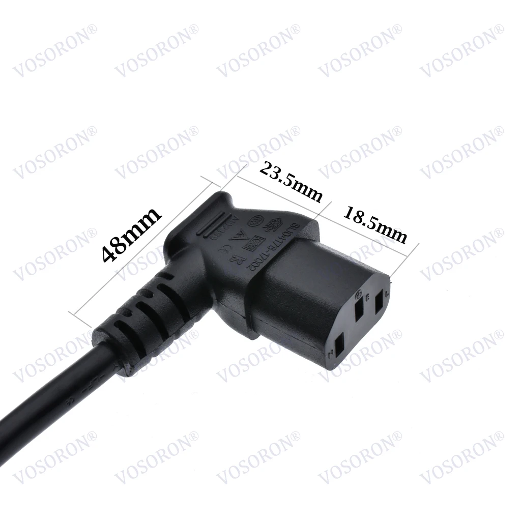 30CM Right or Left Angled IEC 320 C13 to C14 Male to Female Power Adapter Extension cable for LCD LED Mount TV