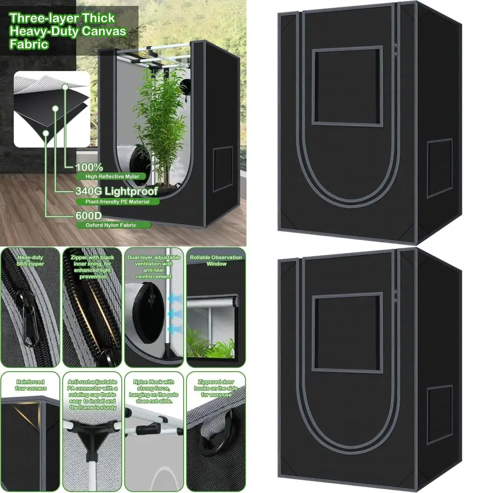 

24x24x36 Inch 600D Mylar Hydro Indoor Grow Tent with Floor Tray for Plants