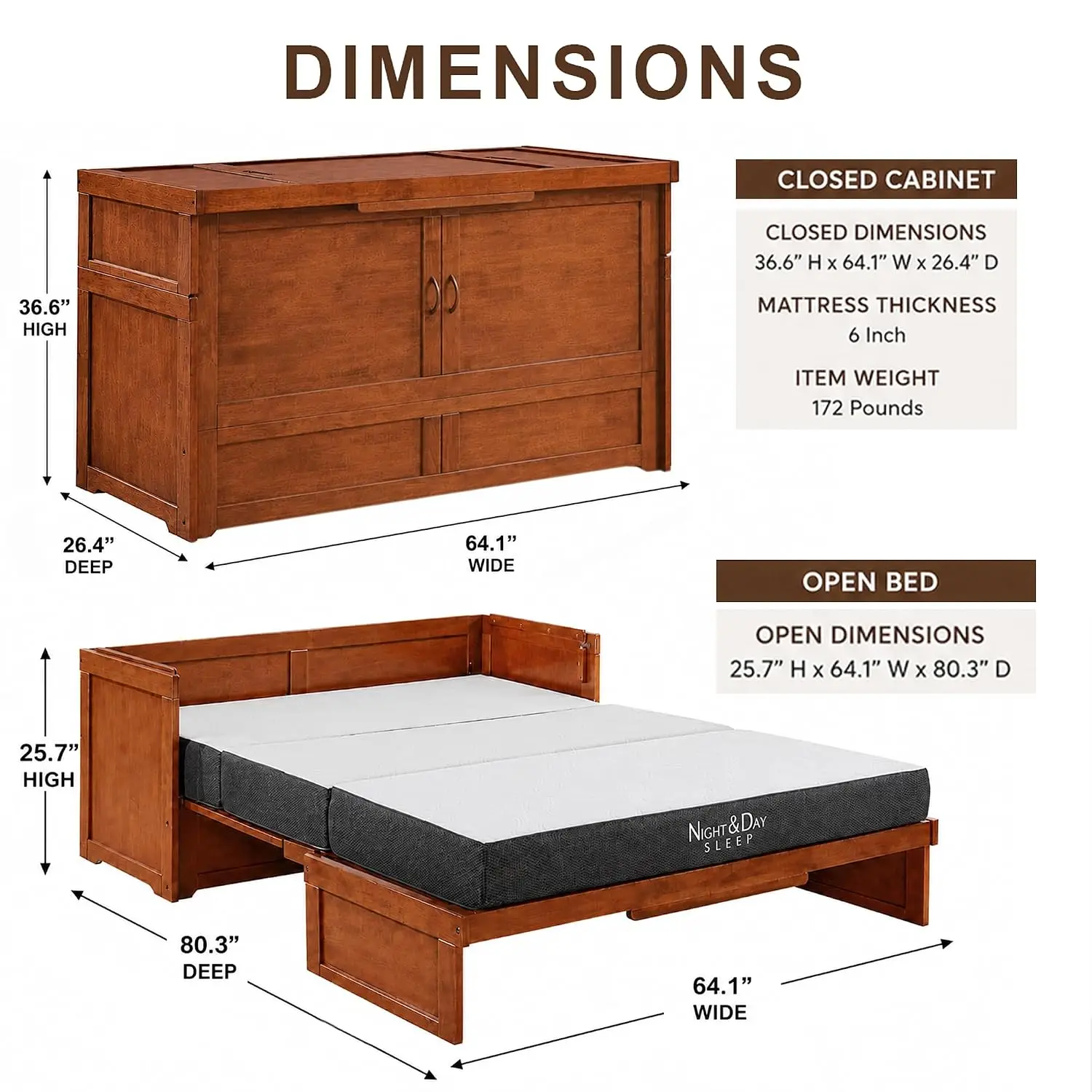 Furniture Murphy Cube Cabinet Bed (Cherry)