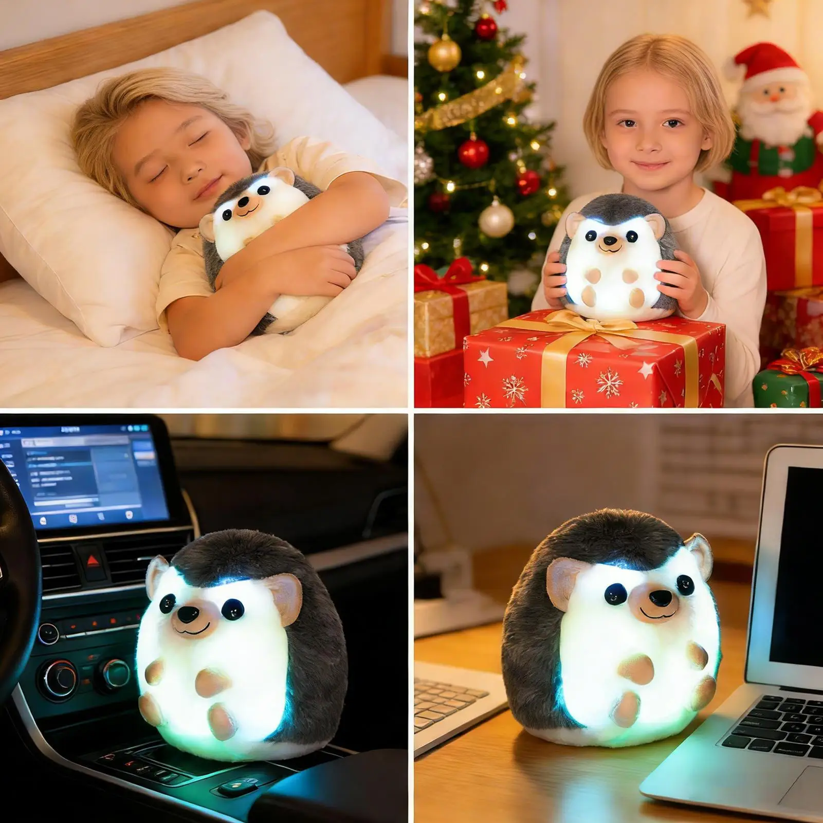 Schattige Egel Knuffels Film Knuffels Schattige Light Up LED Gevulde Egel Pop Baby's Slapen Metgezel Room Decor