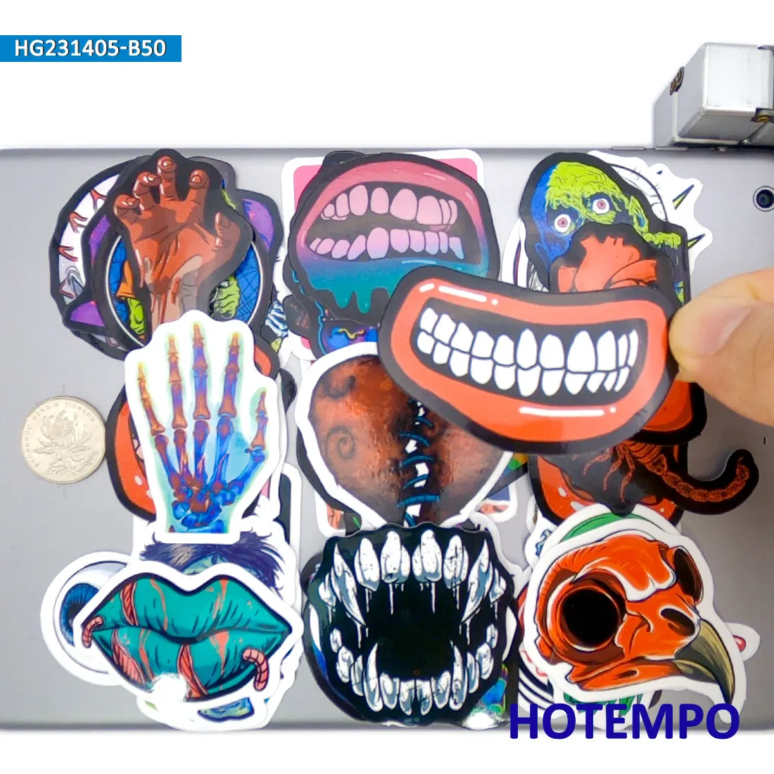 20/30/50Pieces, Horror Gothic Stickers, Halloween Style, Skull Devil Monster, for Laptop Car Phone Motorcycle, Fun Sticker Pack