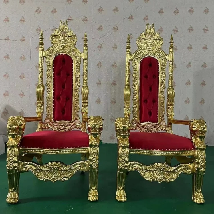 Wholesale Africa Banquet Party Hotel Luxury Cheap Royal Sofa King Throne Solid Wood Wedding Chair for Groom and Bride