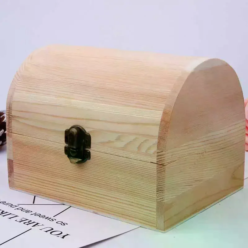 

1/3Pcs Jewellery Keepsake Pine Plain Storage Wedding Wooden Arched Hinged Boxes Practical Decorate Wooden Box Trinket