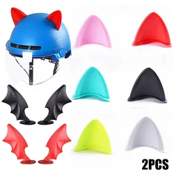 2X Cute Cat Ears Helmet Decoration Motorcycle Electric Car Helmet Styling Sticker Double-sided Stickers Decor Helmet Accessories