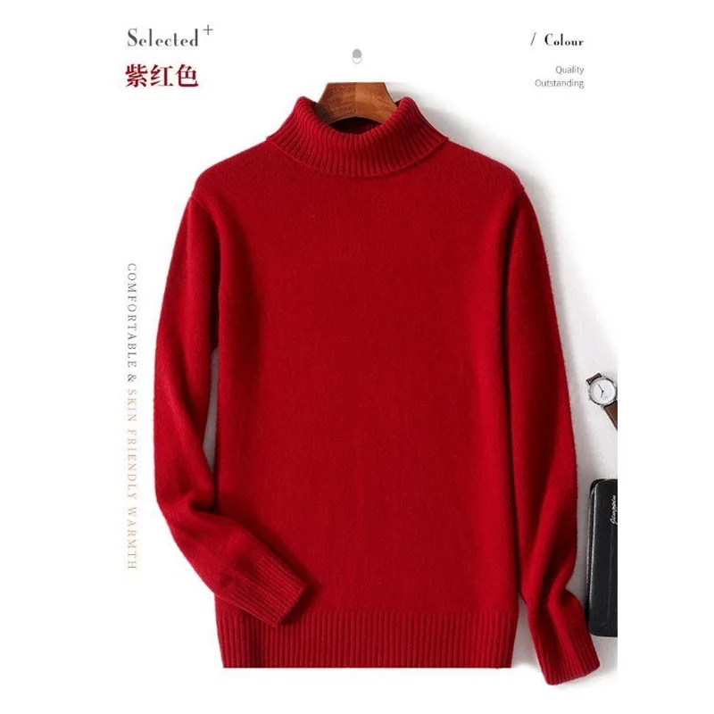 

Мужской кашемировый свитер с высоким воротником, осенне-зимний утолщенный свободный вязаный высококачественный мужской свитер из кашемира