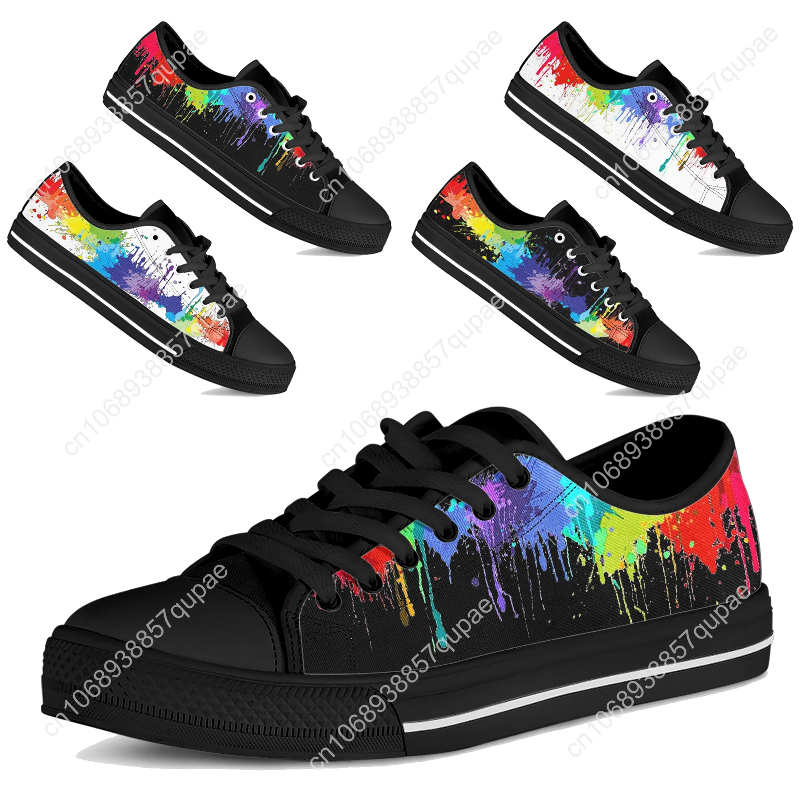 

2023 Women Rainbow LGBT Canvas Vulcanized Sneakers Casual Lace-up Flat Shoes Scarpe Donna Estive