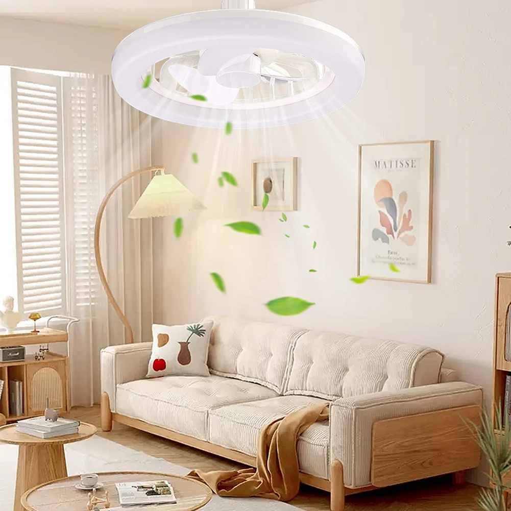 2 In 1 Silent Ceiling Fan Light 3 Gears 3 Speeds Fan Light with Remote Control Dimming Three Color Light for Home Living Room