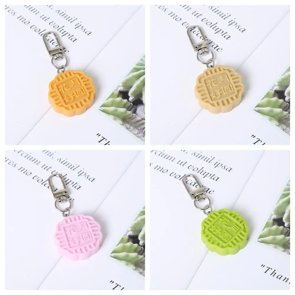 Modny brelok do kluczy z PVC Mid-Autumn Cute Lucky Mooncake Pendant Blessing Mini Moon Cake Keyring Backpack Decor