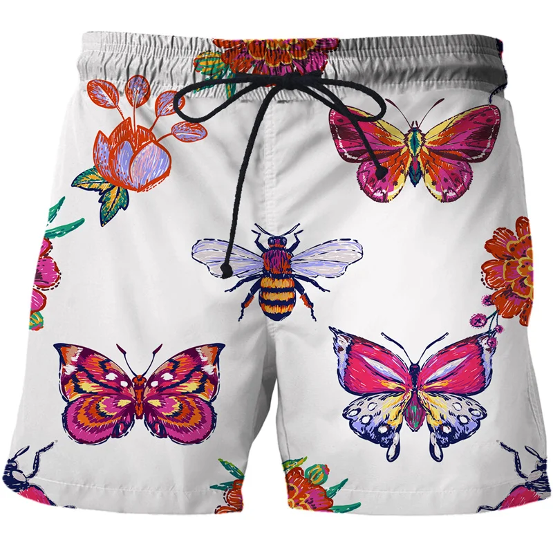 Cartoon Butterfly Bee 3d Print Beach Shorts Men Summer Swim Trunks Casual Holiday Street Shorts Male Clothing Surf Board Shorts